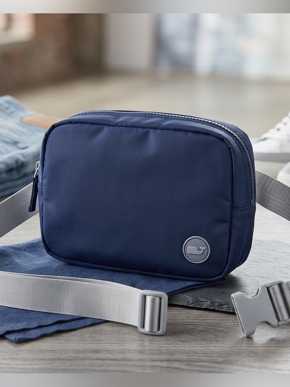 Vineyard Vines Navy Belt Bum Bag Fanny Hip Pack Gray Strap Adjustable Unisex